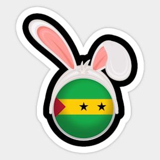 happy easter São Tomé and Príncipe bunny ears flag cute designs Sticker